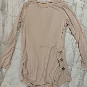 Medium Women's maternity Beige Long Sleeve Top with Button Detail